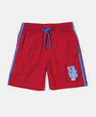 Super Combed Cotton Rich Graphic Printed Shorts with Contrast Side Taping - Shanghai Red-1