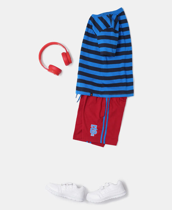 Super Combed Cotton Rich Graphic Printed Shorts with Contrast Side Taping - Shanghai Red-4