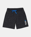 Super Combed Cotton Rich Graphic Printed Shorts - Black Snow Melange-1