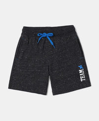 Super Combed Cotton Rich Graphic Printed Shorts - Black Snow Melange-1