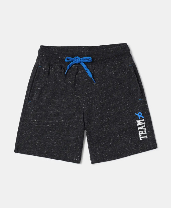 Super Combed Cotton Rich Graphic Printed Shorts - Black Snow Melange-1