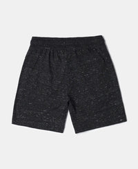 Super Combed Cotton Rich Graphic Printed Shorts - Black Snow Melange-2