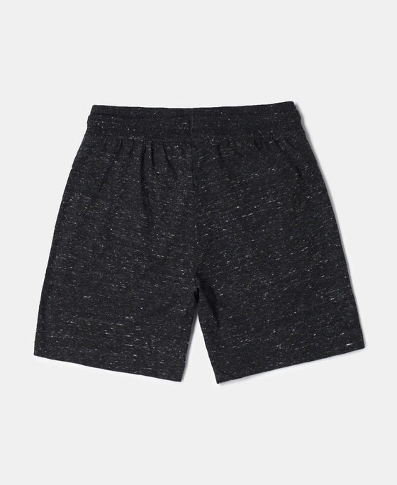 Super Combed Cotton Rich Graphic Printed Shorts - Black Snow Melange-2
