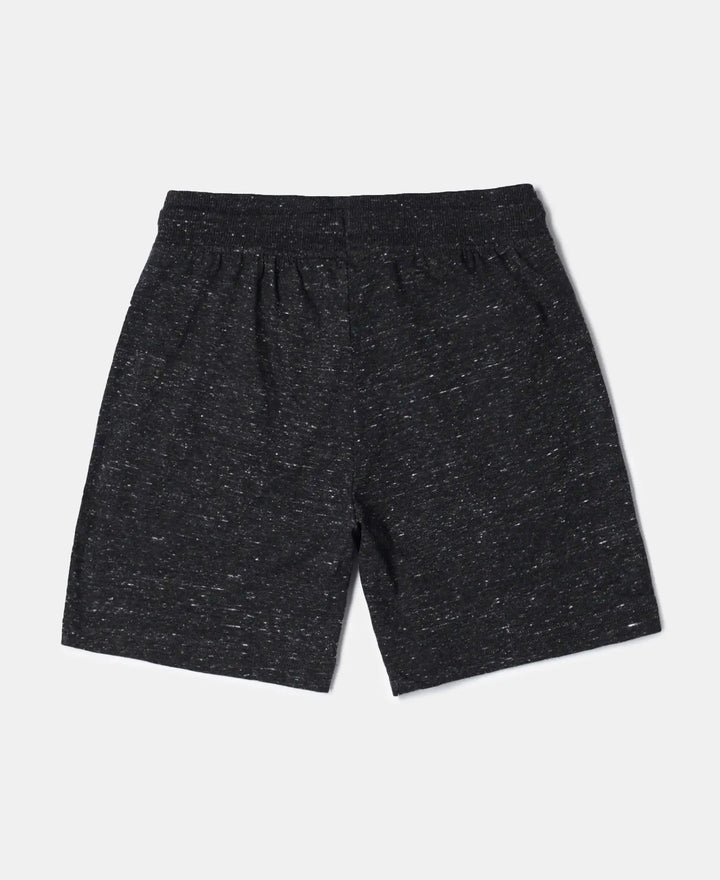 Super Combed Cotton Rich Graphic Printed Shorts - Black Snow Melange-2