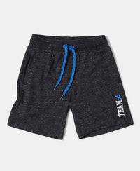 Super Combed Cotton Rich Graphic Printed Shorts - Black Snow Melange-5