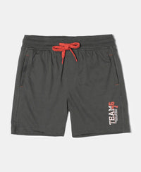 Super Combed Cotton Rich Graphic Printed Shorts - Deep Olive-1