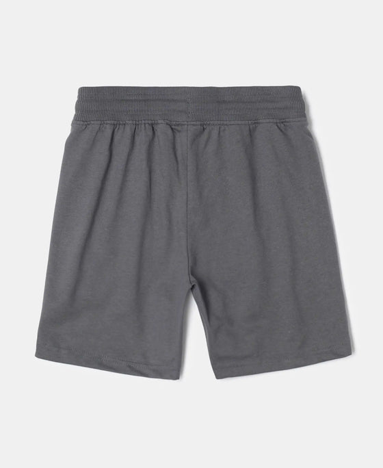 Super Combed Cotton Rich Graphic Printed Shorts - Gun Metal-2