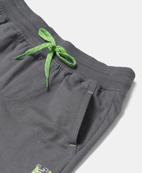 Super Combed Cotton Rich Graphic Printed Shorts - Gun Metal-3