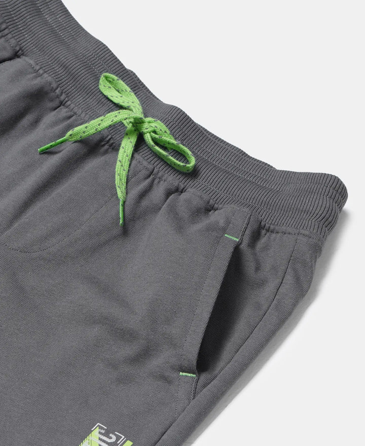 Super Combed Cotton Rich Graphic Printed Shorts - Gun Metal-3