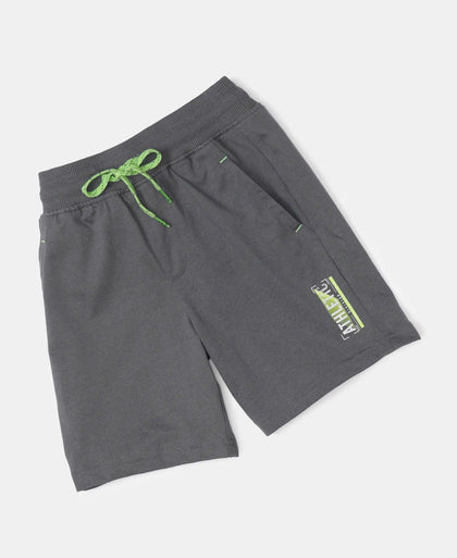 Super Combed Cotton Rich Graphic Printed Shorts - Gun Metal-5