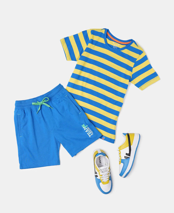 Super Combed Cotton Rich Graphic Printed Shorts - Neon Blue-4