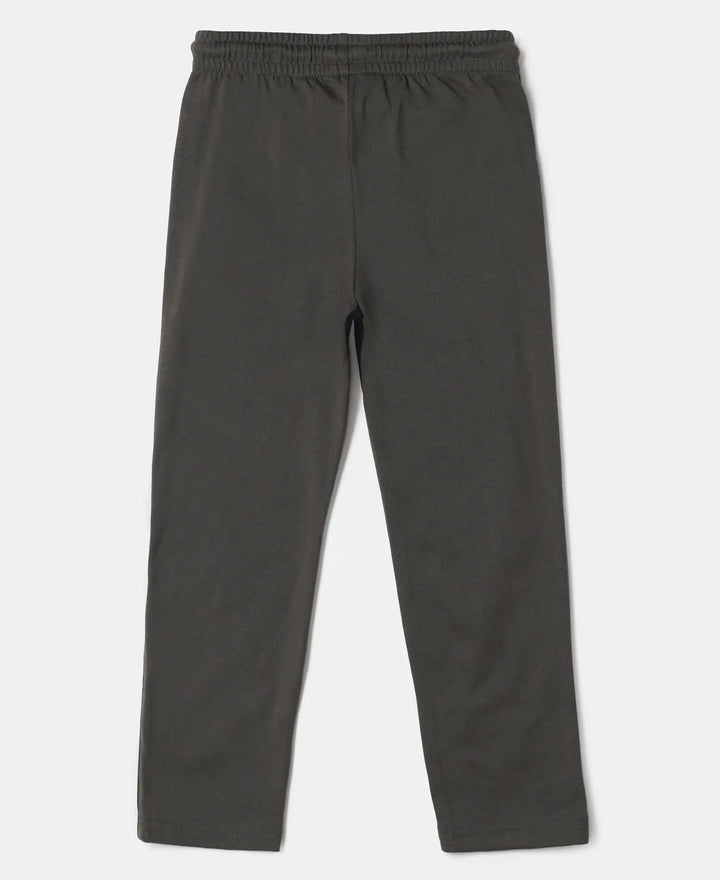 Super Combed Cotton Rich Graphic Printed Trackpants with Contrast Side Piping - Deep Olive-2