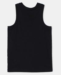 Super Combed Cotton Graphic Printed Tank Top - Black-2