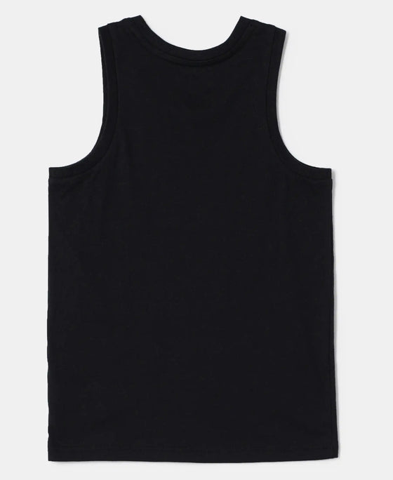 Super Combed Cotton Graphic Printed Tank Top - Black-2
