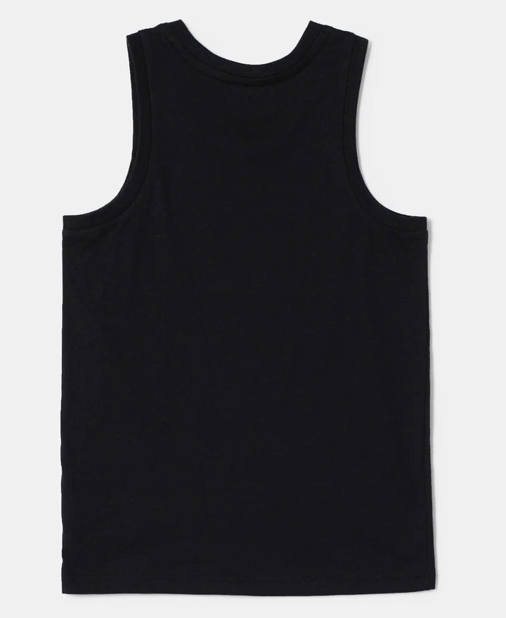Super Combed Cotton Graphic Printed Tank Top - Black-2