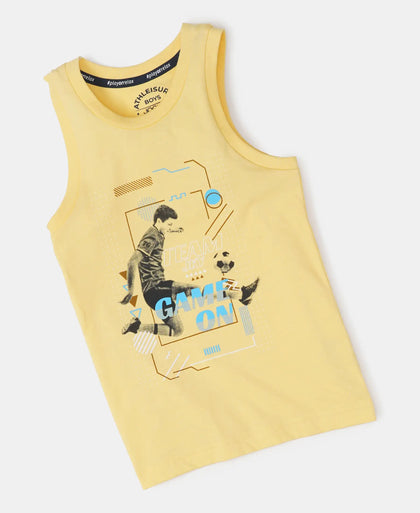 Super Combed Cotton Graphic Printed Tank Top - Malibu Blue-5