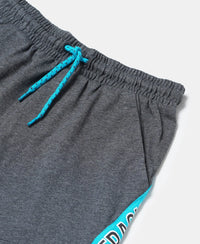 Super Combed Cotton Rich Graphic Printed Shorts with Contrast Side Panel - Charcoal Melange-3