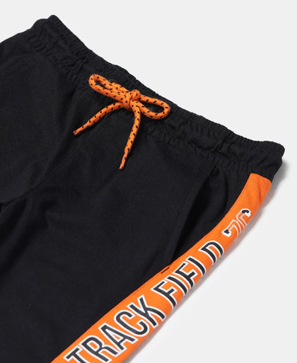 Super Combed Cotton Rich Graphic Printed Joggers with Ribbed Cuff Hem - Black-3