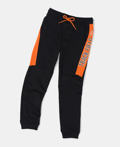 Super Combed Cotton Rich Graphic Printed Joggers with Ribbed Cuff Hem - Black-5