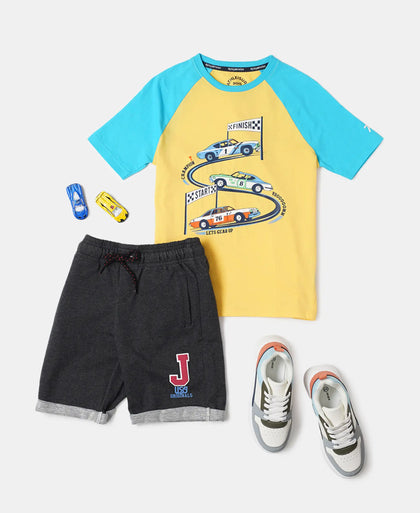 Super Combed Cotton Graphic Printed Half Sleeve Raglan T-Shirt - Beach Ball-4