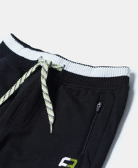 Super Combed Cotton Rich French Terry Graphic Printed Joggers with Elasticated Hem - Black-3