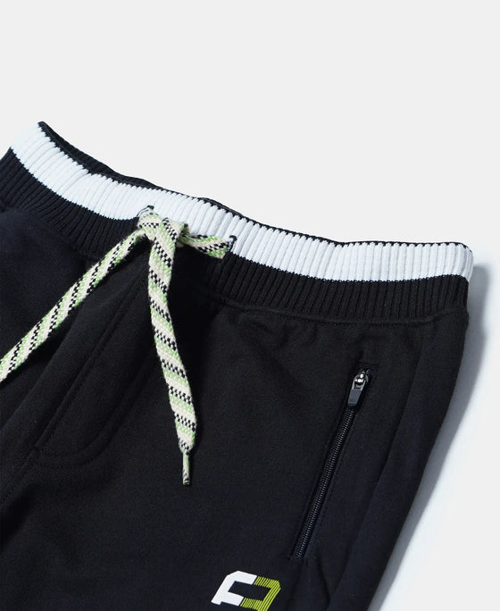 Super Combed Cotton Rich French Terry Graphic Printed Joggers with Elasticated Hem - Black-3