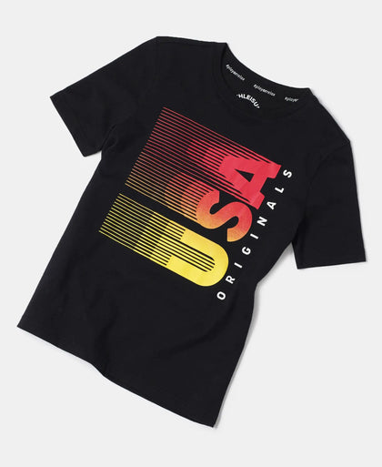 Super Combed Cotton Graphic Printed Half Sleeve T-Shirt - Black-5