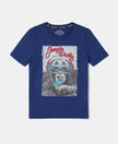Super Combed Cotton Graphic Printed Half Sleeve T-Shirt - Blue Depth Printed-1
