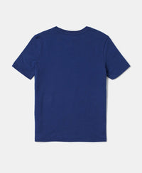 Super Combed Cotton Graphic Printed Half Sleeve T-Shirt - Blue Depth Printed-2