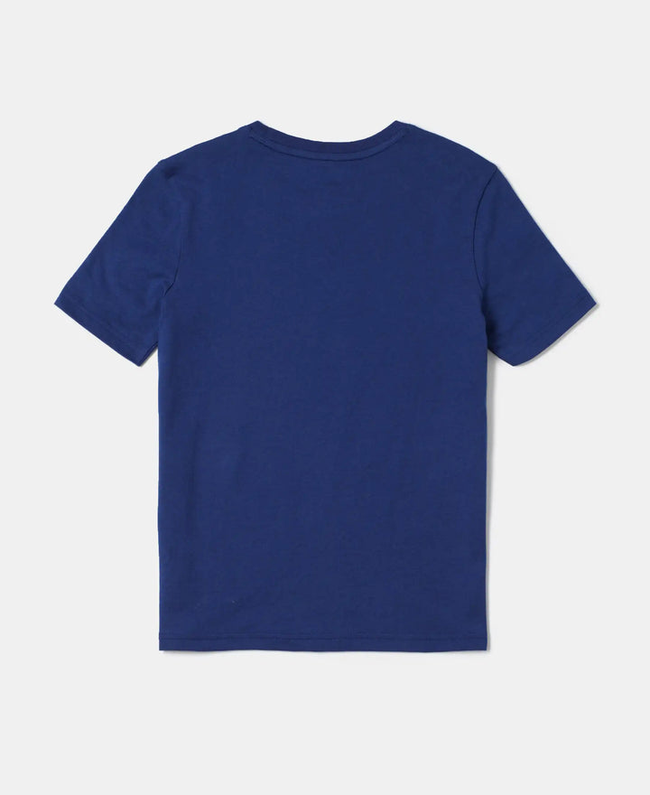 Super Combed Cotton Graphic Printed Half Sleeve T-Shirt - Blue Depth Printed-2