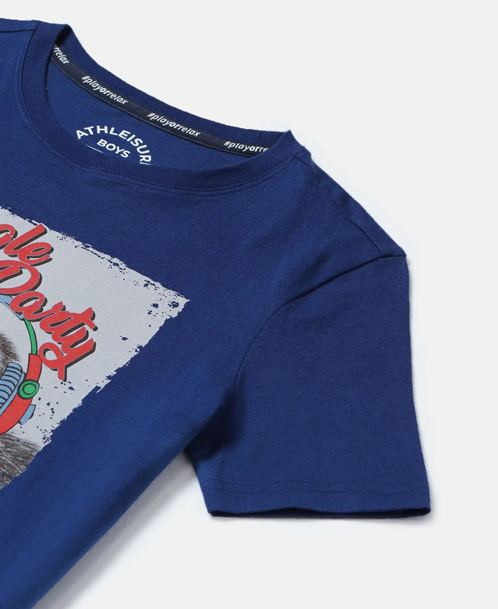 Super Combed Cotton Graphic Printed Half Sleeve T-Shirt - Blue Depth Printed-3