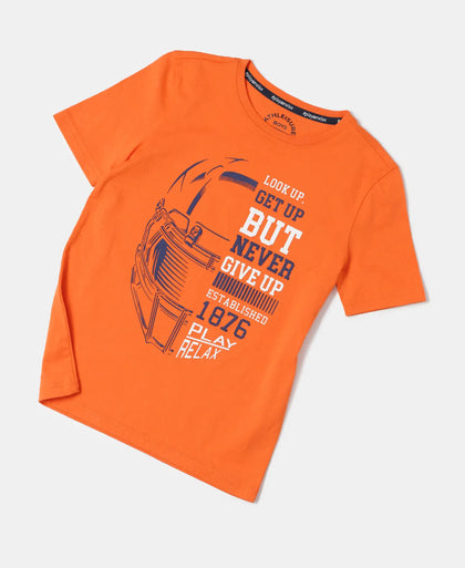 Super Combed Cotton Graphic Printed Half Sleeve T-Shirt - Golden Poppy-5