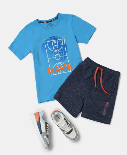 Super Combed Cotton Graphic Printed Half Sleeve T-Shirt - Malibu Blue-4
