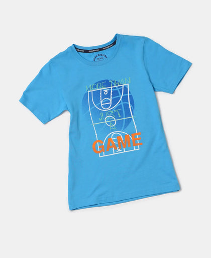 Super Combed Cotton Graphic Printed Half Sleeve T-Shirt - Malibu Blue-5