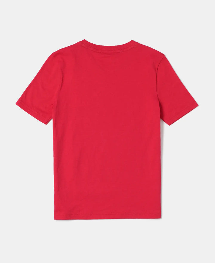 Super Combed Cotton Graphic Printed Half Sleeve T-Shirt - Team Red Printed-2