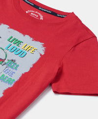 Super Combed Cotton Graphic Printed Half Sleeve T-Shirt - Team Red Printed-3