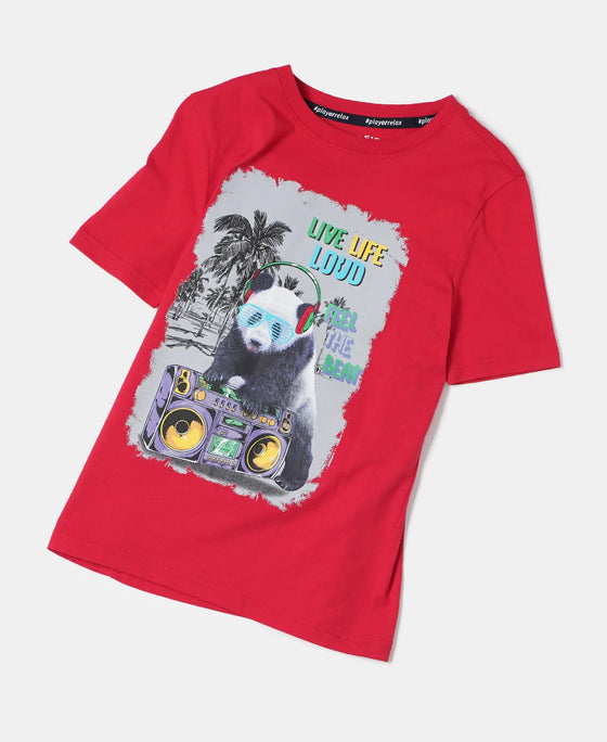 Super Combed Cotton Graphic Printed Half Sleeve T-Shirt - Team Red Printed-4
