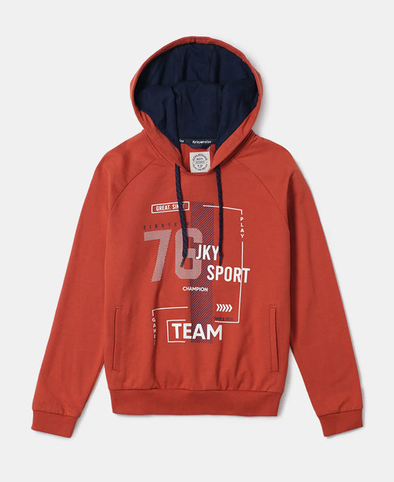 Super Combed Cotton French Terry Graphic Printed Hoodie Sweatshirt - Cinnabar-1