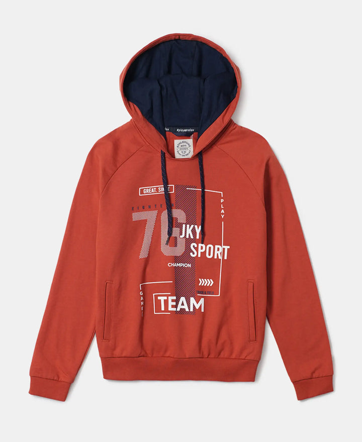 Super Combed Cotton French Terry Graphic Printed Hoodie Sweatshirt - Cinnabar-1