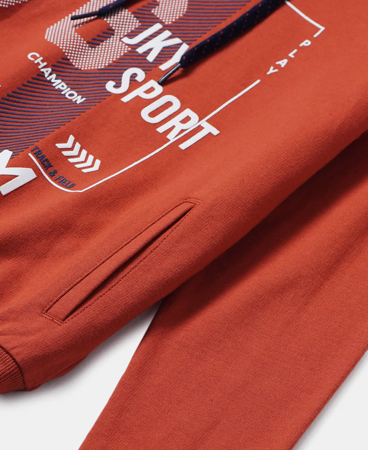 Super Combed Cotton French Terry Graphic Printed Hoodie Sweatshirt - Cinnabar-4