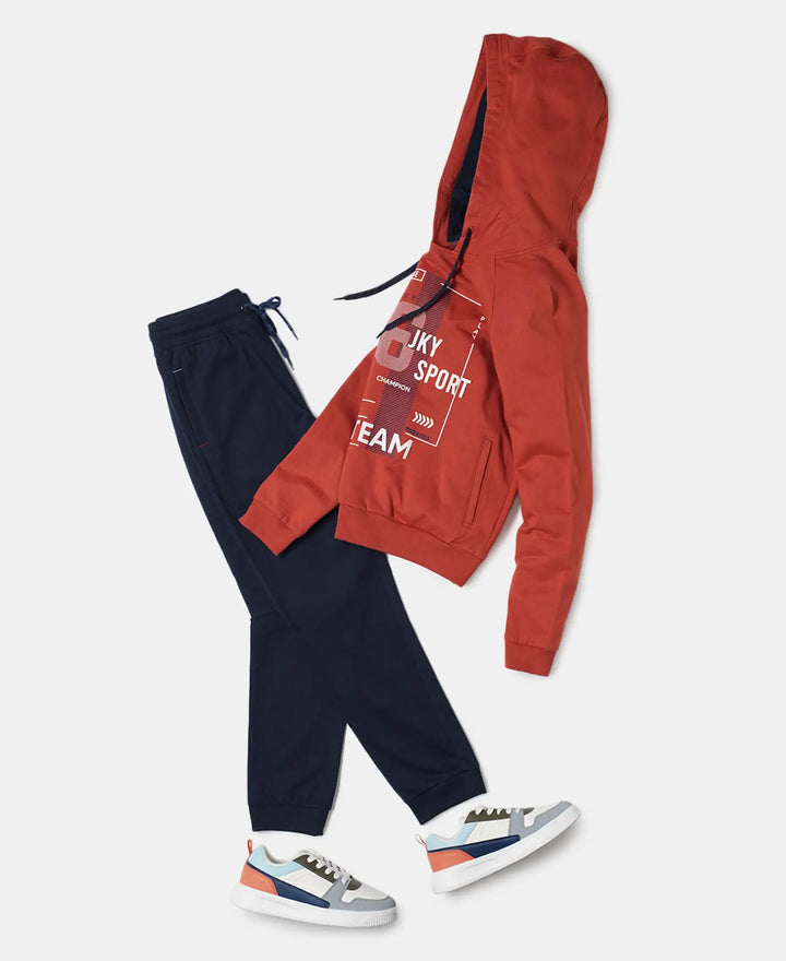 Super Combed Cotton French Terry Graphic Printed Hoodie Sweatshirt - Cinnabar-5
