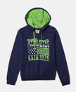 Super Combed Cotton French Terry Graphic Printed Hoodie Sweatshirt - Dark Indigo Den-1