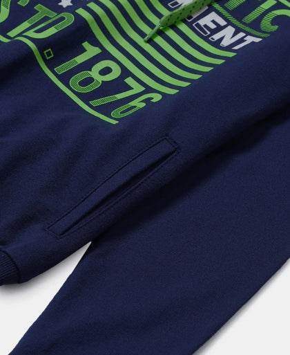 Super Combed Cotton French Terry Graphic Printed Hoodie Sweatshirt - Dark Indigo Den-4