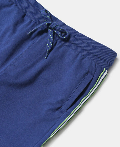 Super Combed Cotton Rich Trackpants with Contrast Side Taping - Blue Depth-3
