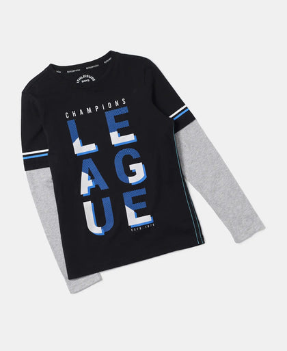 Super Combed Cotton Graphic Printed Full Sleeve T-Shirt - Black-5