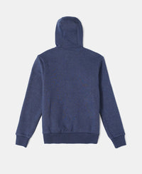 Super Combed Cotton Rich Fleece Fabric Graphic Printed Hoodie Jacket - Ink Blue Melange-2