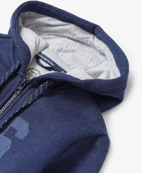 Super Combed Cotton Rich Fleece Fabric Graphic Printed Hoodie Jacket - Ink Blue Melange-3