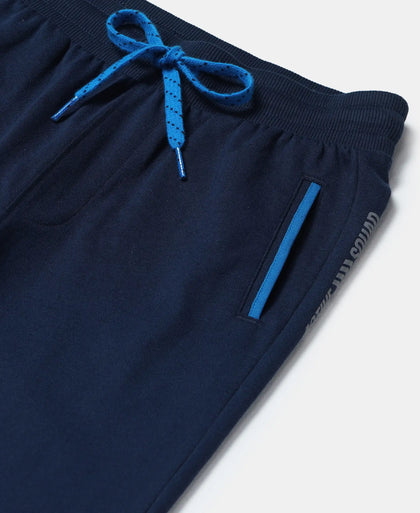Super Combed Cotton Rich Graphic Printed Joggers with Elasticated Hem - Navy-3