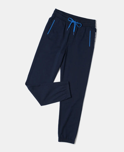 Super Combed Cotton Rich Graphic Printed Joggers with Elasticated Hem - Navy-5