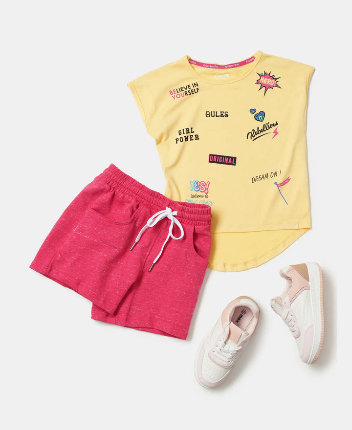 Super Combed Cotton French Terry Solid Shorts - Ruby Snow Melange-4